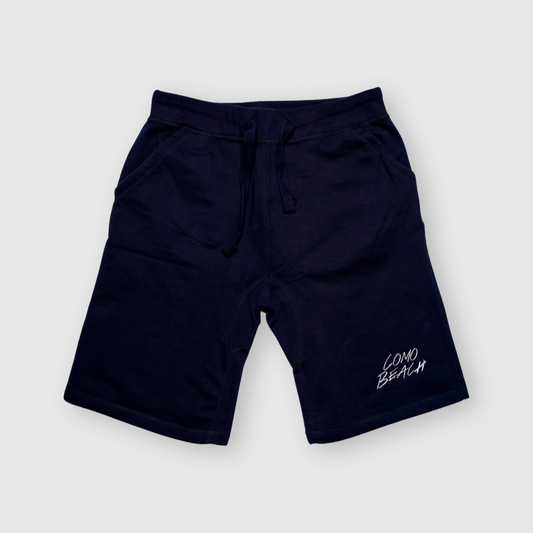 Stacked Logo Fleece Shorts (Navy)